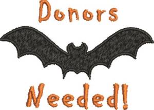 Picture of Donors Needed Bat Machine Embroidery Design