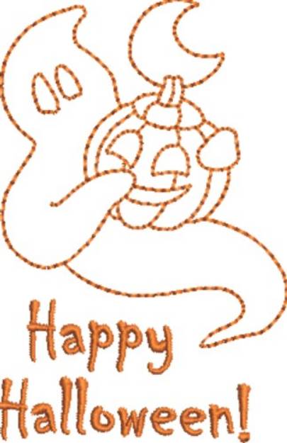 Picture of Happy Halloween Ghost Machine Embroidery Design