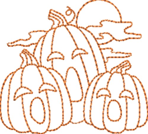 Pumpkin Outlines Machine Embroidery Design