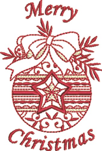 Merry Christmas Ornament Machine Embroidery Design