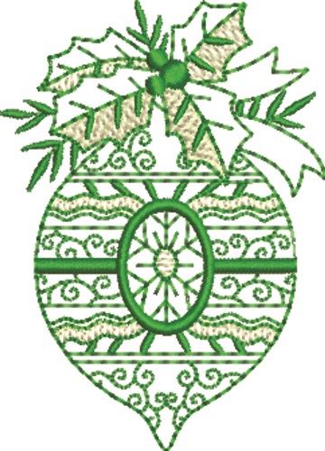 Christmas Ornament Holly Machine Embroidery Design