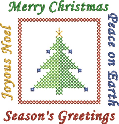 Joyous Merry Peace Greetings Machine Embroidery Design