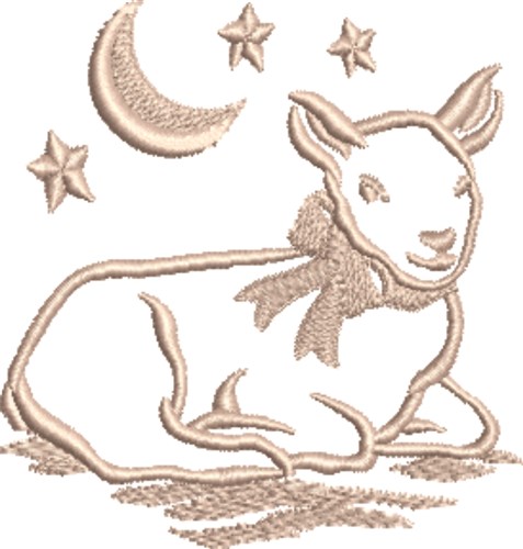 Lamb & Moon Machine Embroidery Design