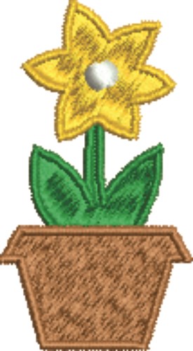 Potted Flower Machine Embroidery Design