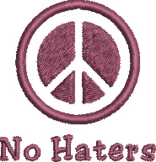 Picture of No Haters Peace Machine Embroidery Design