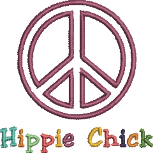 Hippie Chick Peace Machine Embroidery Design