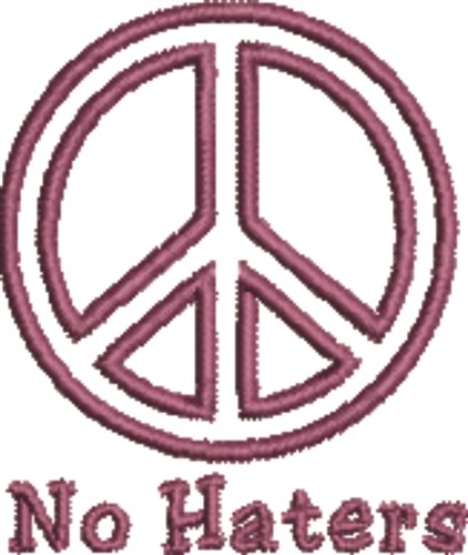 No Haters Peace Machine Embroidery Design