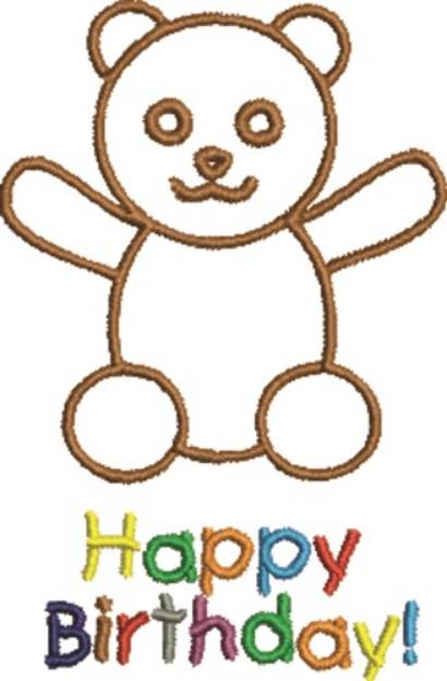 Picture of Happy Birthday Teddy Machine Embroidery Design
