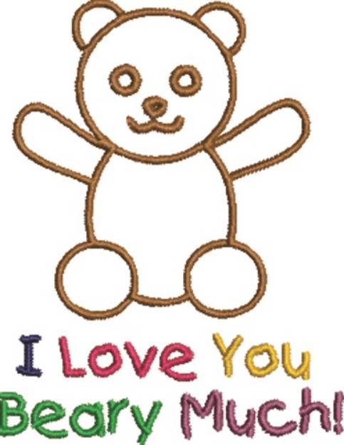 Picture of Love Teddy Bear Machine Embroidery Design