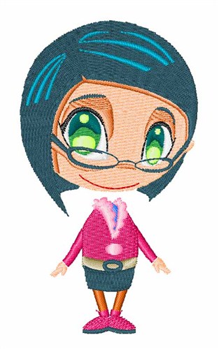 Black Haired Girl Machine Embroidery Design