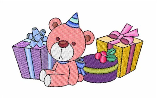 Stuffed Bear & Gifts Machine Embroidery Design