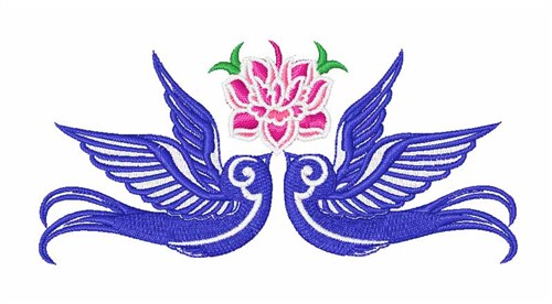 Floral Doves Machine Embroidery Design