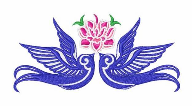 Picture of Floral Doves Machine Embroidery Design