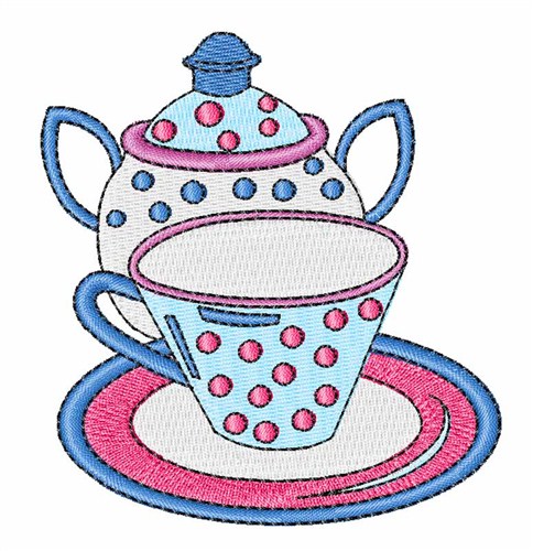 Teapot & Cup Machine Embroidery Design