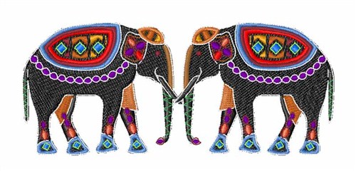 India Elephants Machine Embroidery Design