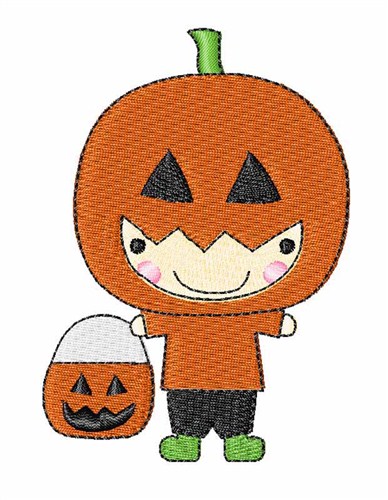 Halloween Pumpkin Boy Machine Embroidery Design