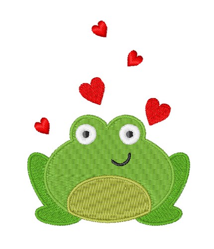 Frog & Hearts Machine Embroidery Design