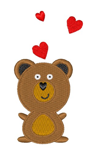 Teddy Bear & Hearts Machine Embroidery Design