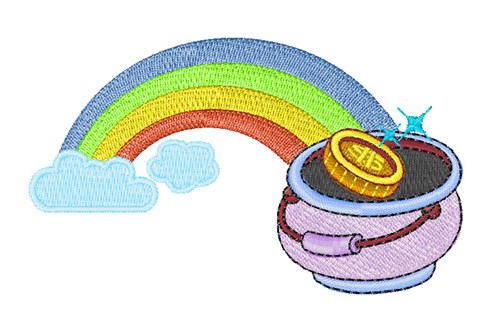 Rainbow & Gold Pot Machine Embroidery Design