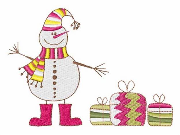 Picture of Snowman & Presents Machine Embroidery Design