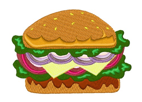 Cheeseburger Machine Embroidery Design