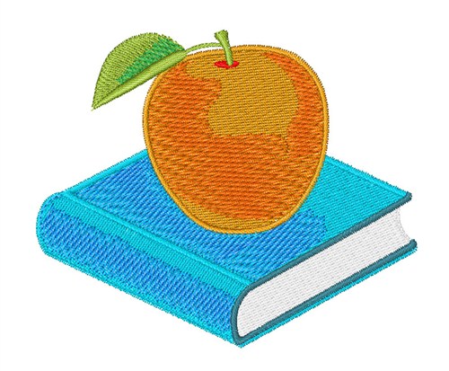 Book & Apple Machine Embroidery Design