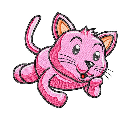 Pink Cat Machine Embroidery Design