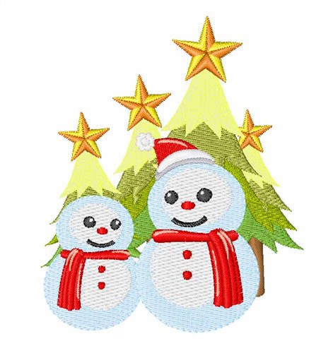 Snowmen & Christmas Trees Machine Embroidery Design