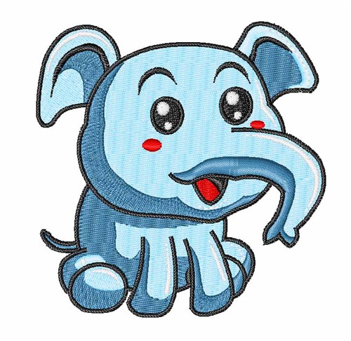 Blue Elephant Baby Machine Embroidery Design