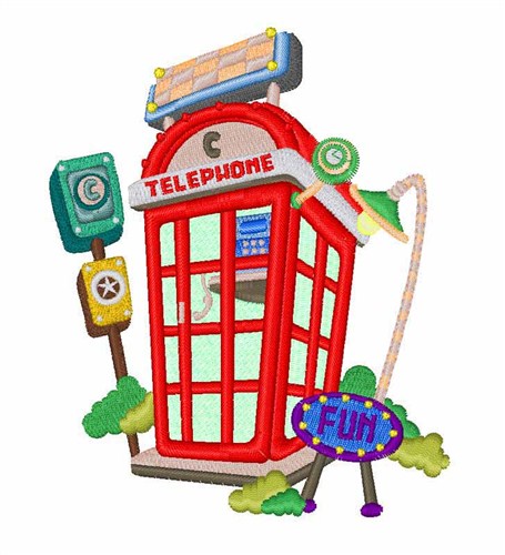 Phone Booth Machine Embroidery Design