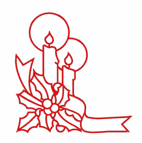 Christmas Candles Outline Machine Embroidery Design
