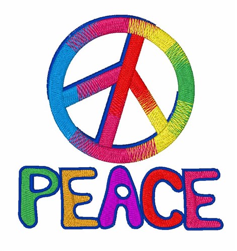 Peace Sign Rainbow Machine Embroidery Design