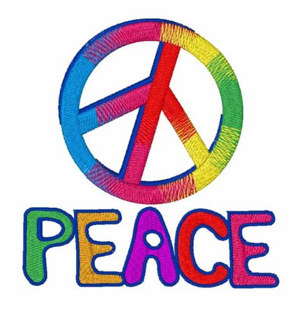 Picture of Peace Sign Rainbow Machine Embroidery Design
