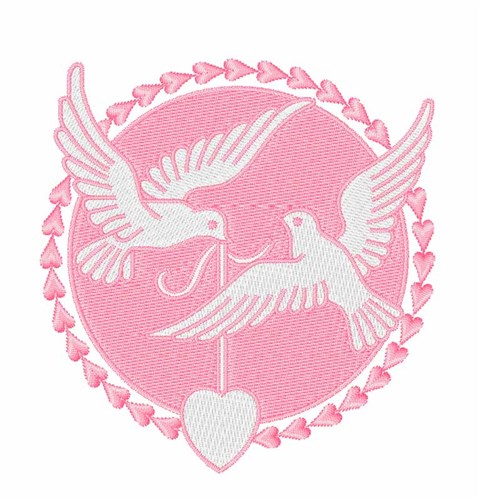 Doves Heart Machine Embroidery Design