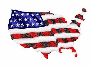 Picture of American Map Flag Machine Embroidery Design