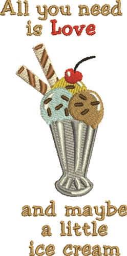 Ice Cream Love Machine Embroidery Design