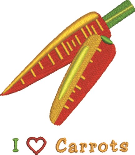 I Heart Carrots Machine Embroidery Design