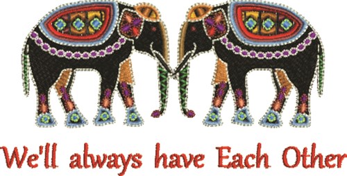 Elephant Each Other Machine Embroidery Design