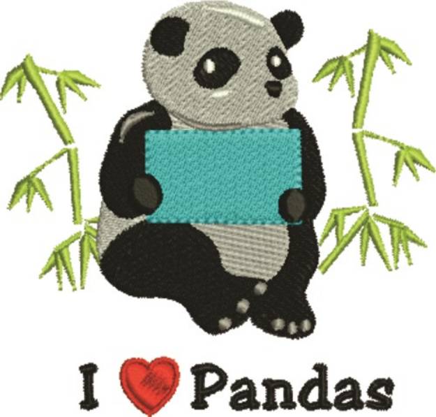 Picture of I Heart Pandas Machine Embroidery Design