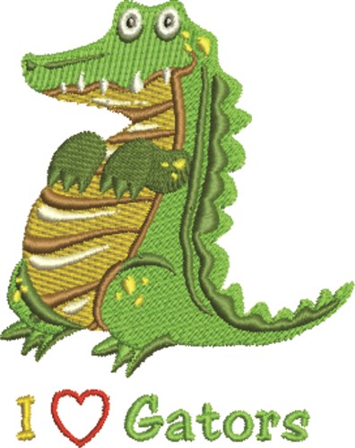 Love Gators Machine Embroidery Design