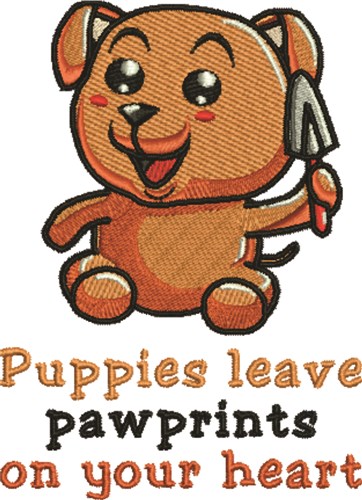 Puppies Leave Pawprints Machine Embroidery Design