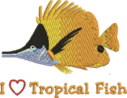 Love Tropical Fish Machine Embroidery Design