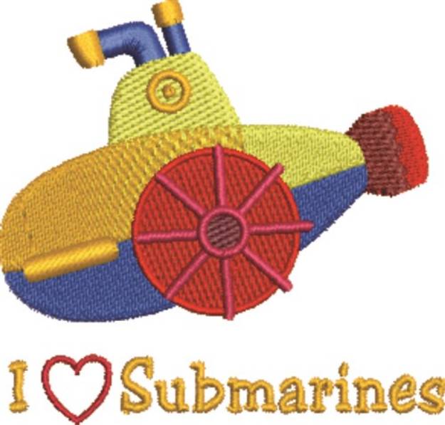 Picture of Love Submarines Machine Embroidery Design