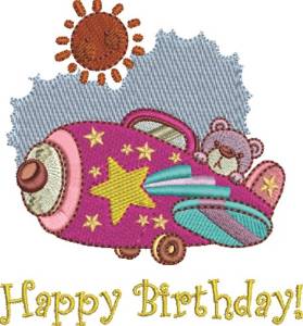 Picture of Airplane Birthday Machine Embroidery Design