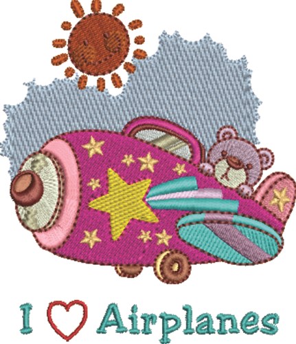 Airplane Love Machine Embroidery Design