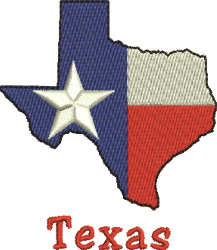 Texas State Map Machine Embroidery Design