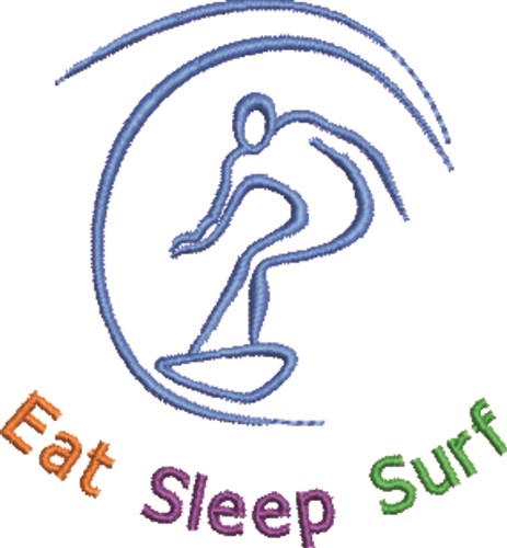 Eat Sleep Surf Machine Embroidery Design