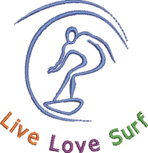Live Love Surf Machine Embroidery Design