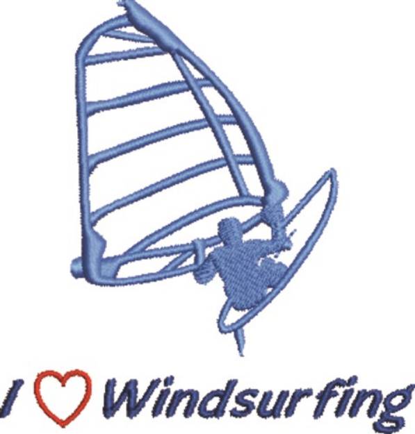 Picture of Love Windsurfing Machine Embroidery Design