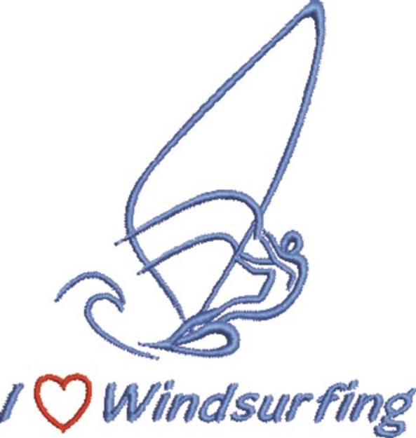 Picture of Love Windsurfing Machine Embroidery Design